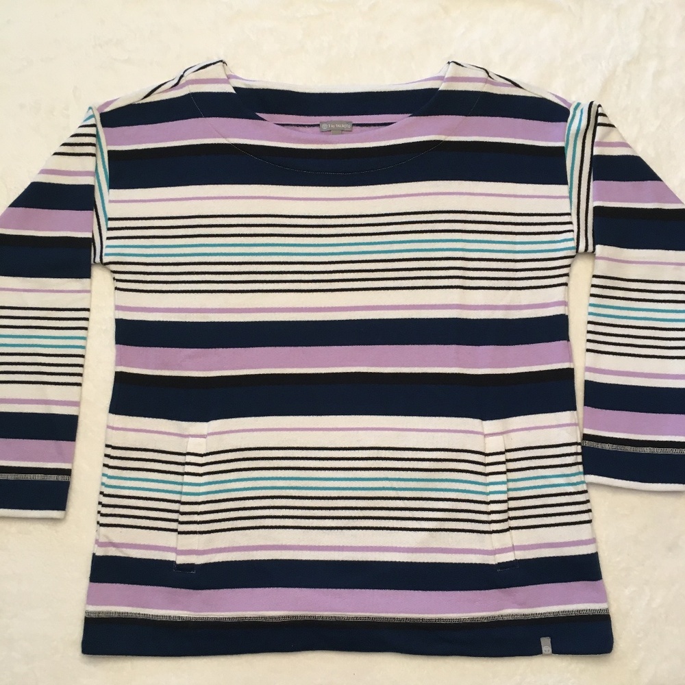 T by Talbots Striped Front Pocket Sweatshirt